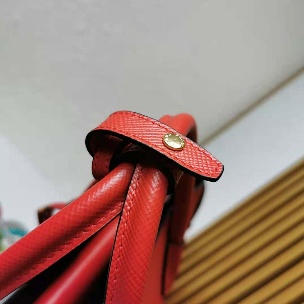 Prada Women Small Saffiano Leather Double Prada Bag-Red - image 7