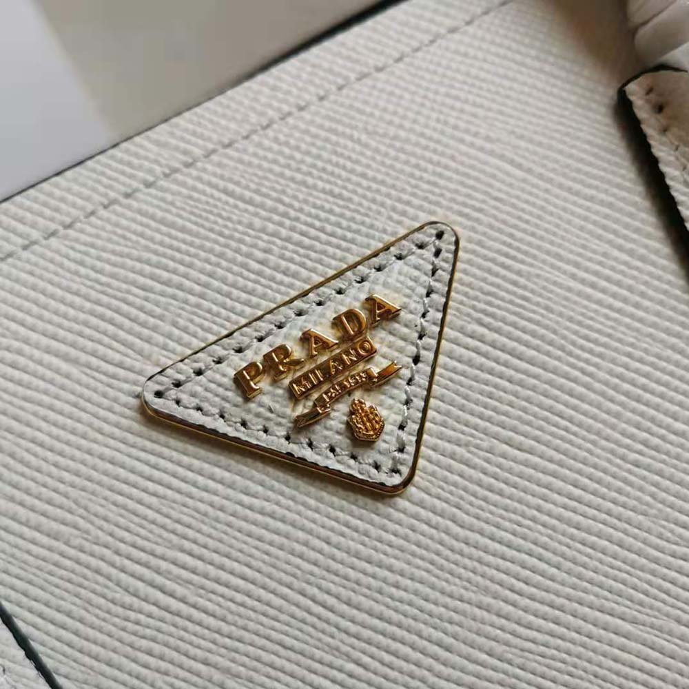 Prada Women Small Saffiano Leather Double Prada Bag-White - image 6