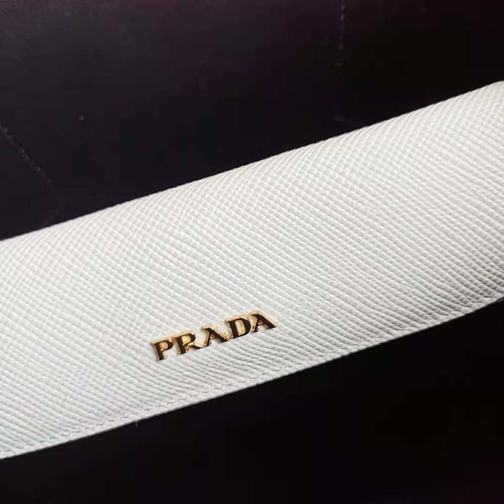 Prada Women Small Saffiano Leather Double Prada Bag-White - image 9