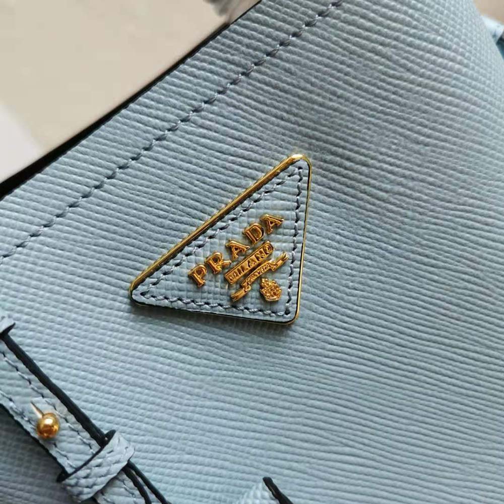 Prada Women Small Saffiano Leather Prada Panier Bag-Blue - image 8
