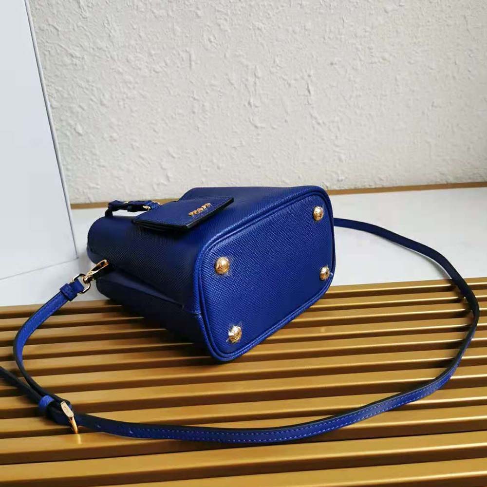 Prada Women Small Saffiano Leather Prada Panier Bag-Navy - image 5