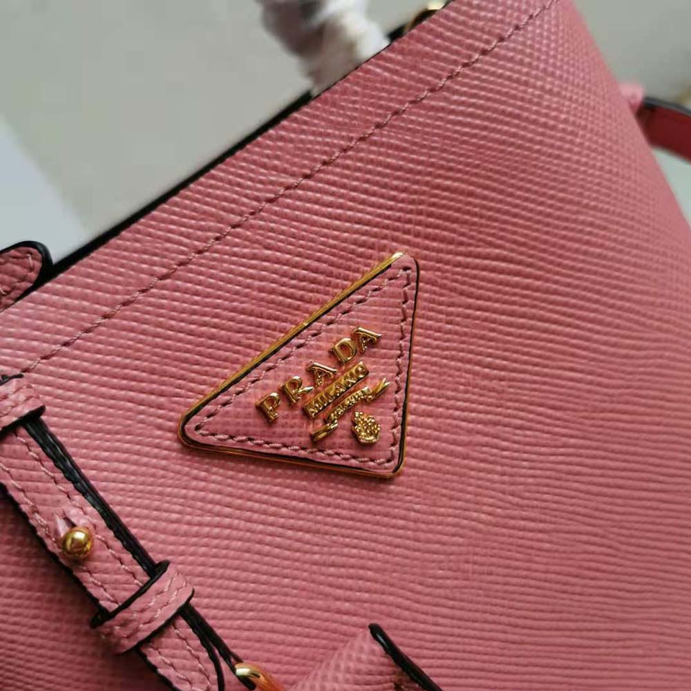 Prada Women Small Saffiano Leather Prada Panier Bag-Pink - image 8