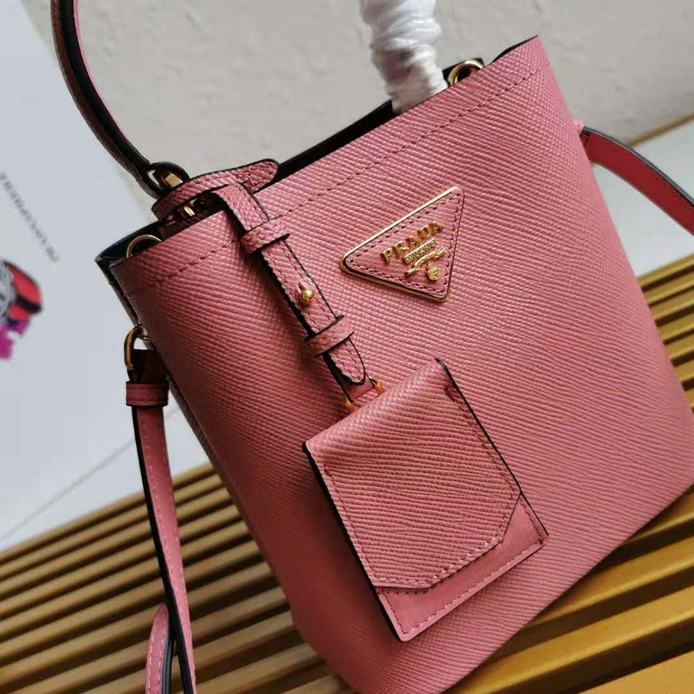 Prada Women Small Saffiano Leather Prada Panier Bag-Pink - image 7