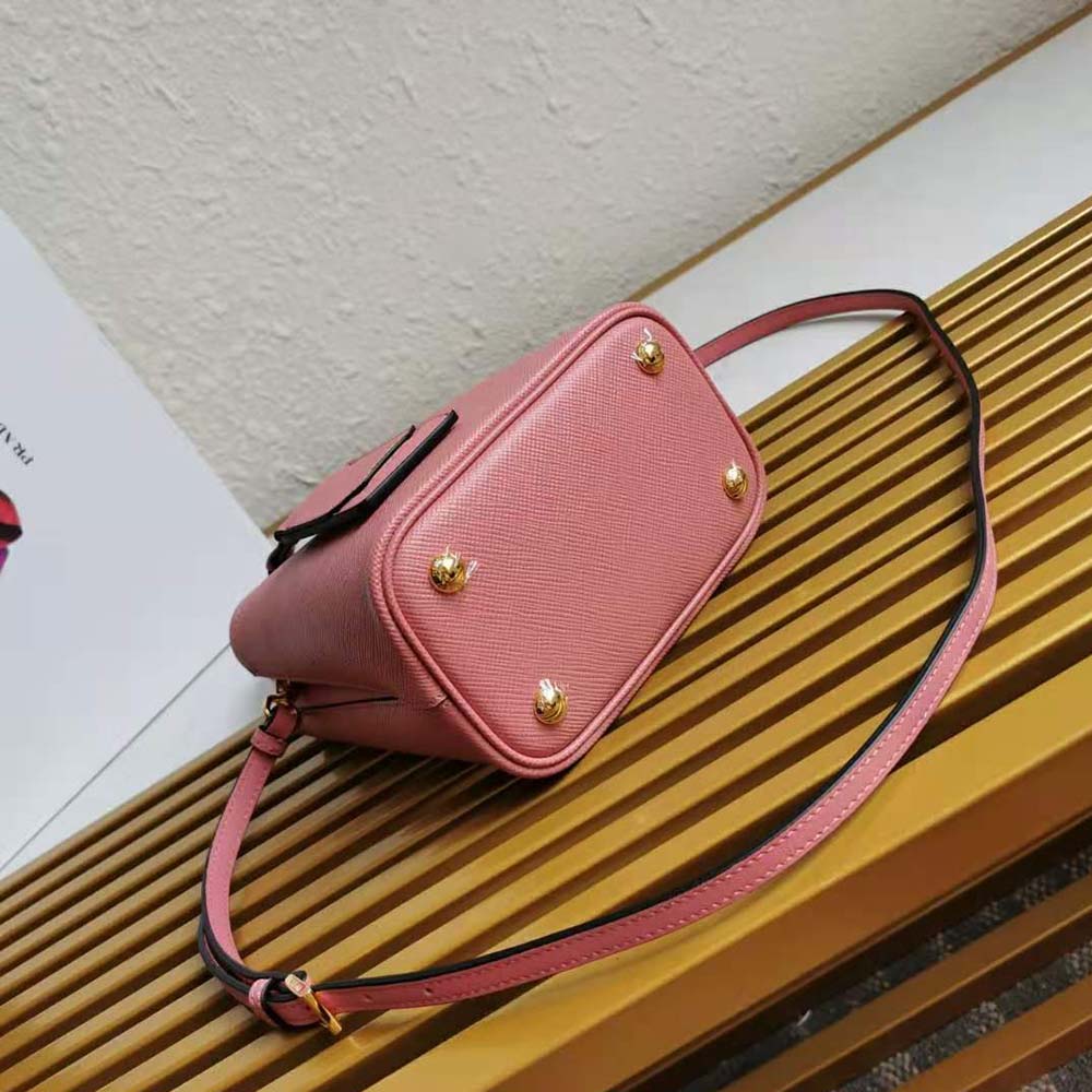Prada Women Small Saffiano Leather Prada Panier Bag-Pink - image 5