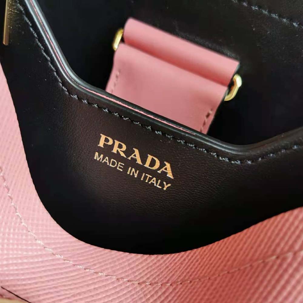 Prada Women Small Saffiano Leather Prada Panier Bag-Pink - image 9