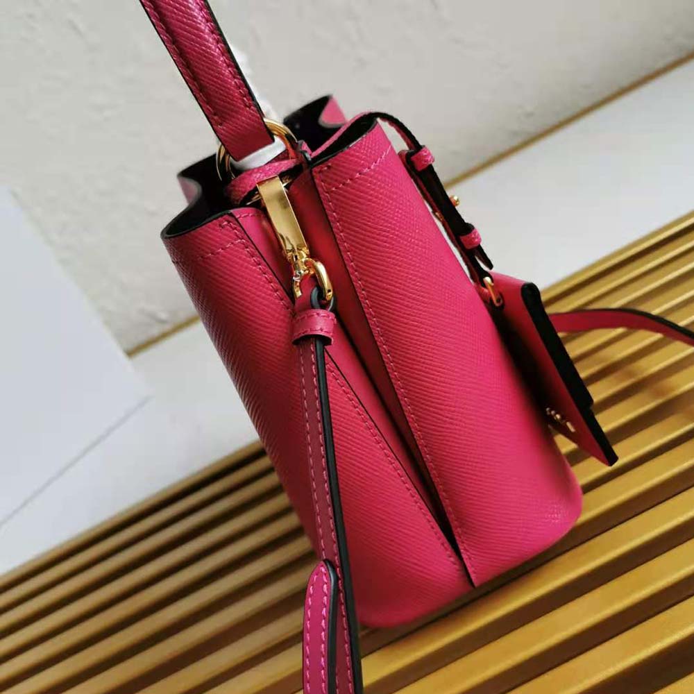 Prada Women Small Saffiano Leather Prada Panier Bag-Rose - image 6