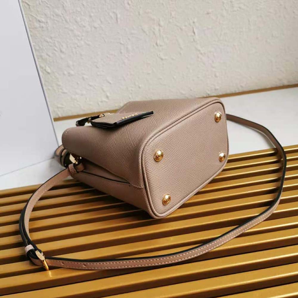 Prada Women Small Saffiano Leather Prada Panier Bag-Sandy - image 5