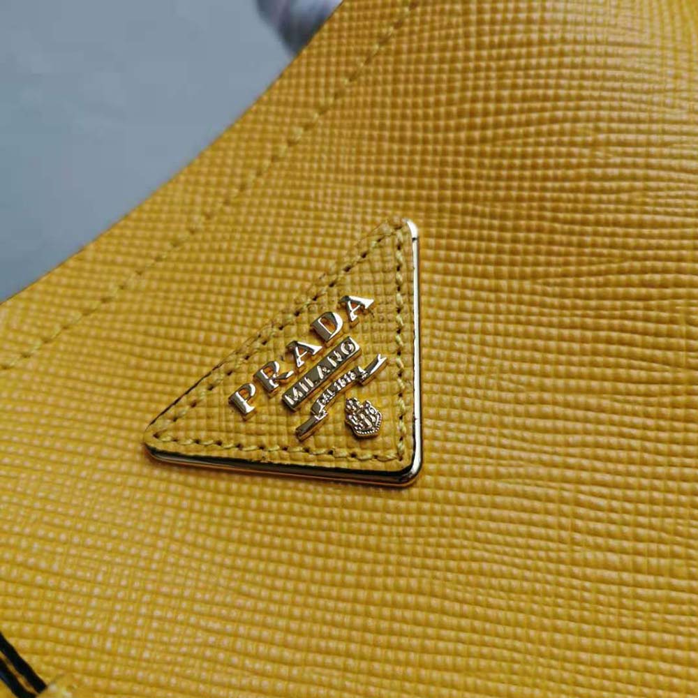 Prada Women Small Saffiano Leather Prada Panier Bag-Yellow - image 8