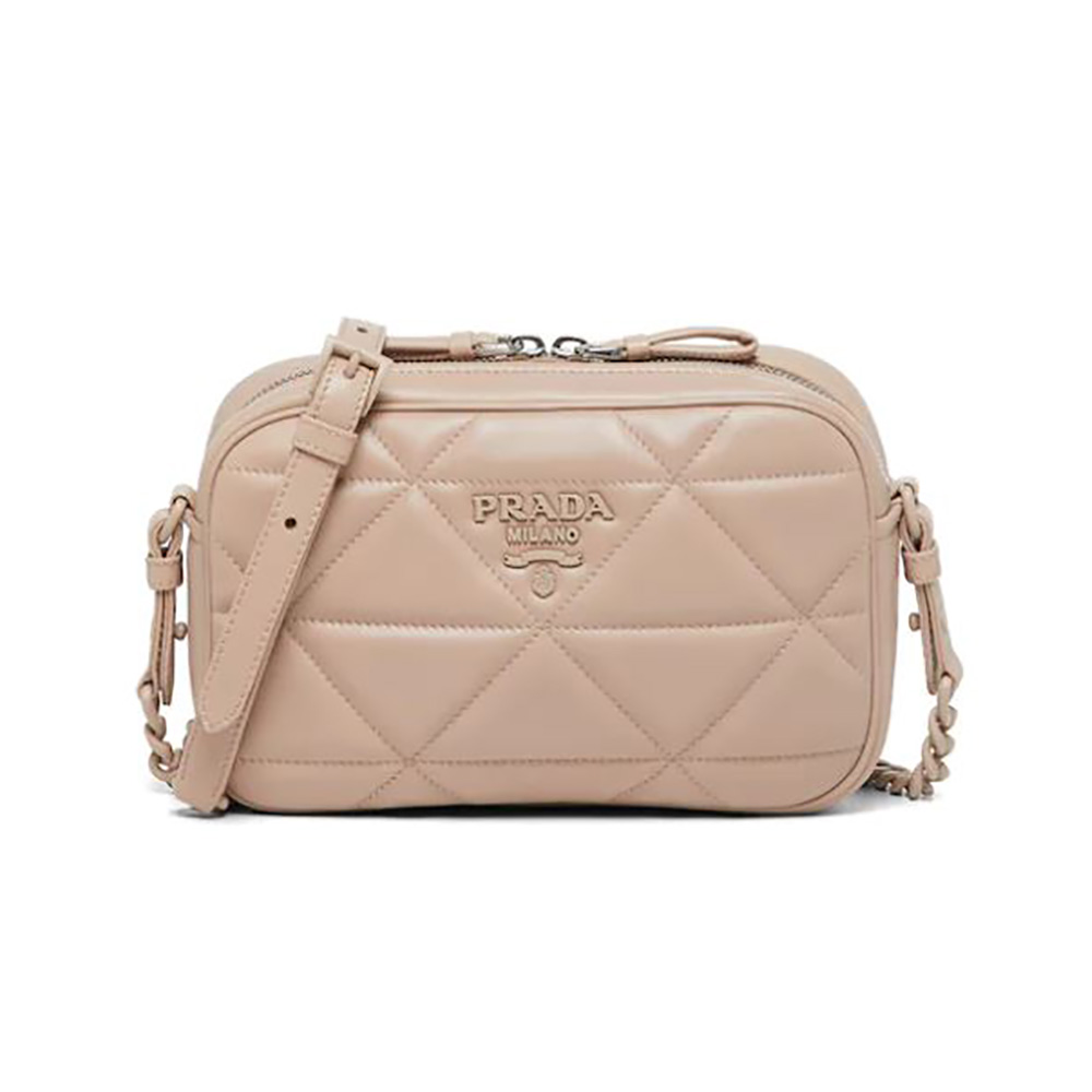 Front view of Prada Women Spectrum Nappa Leather Shoulder Bag-Pink