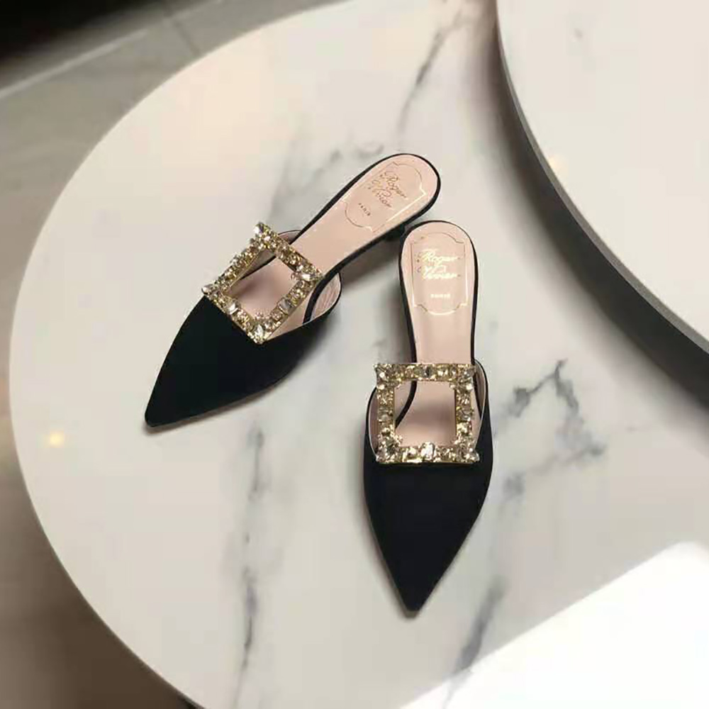 Roger Vivier Women Broche Vivier Buckle Mules in Satin 4.5 cm Heel-Black - image 4