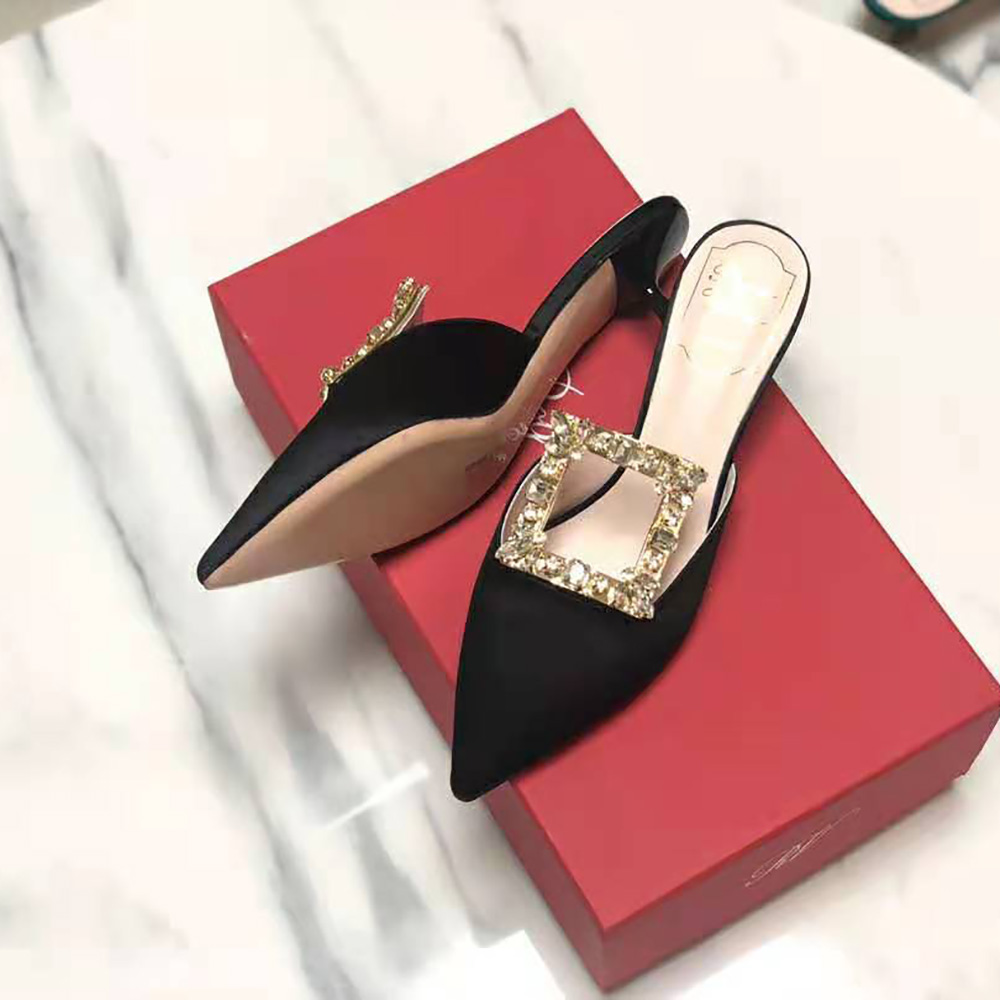 Roger Vivier Women Broche Vivier Buckle Mules in Satin 4.5 cm Heel-Black - image 5