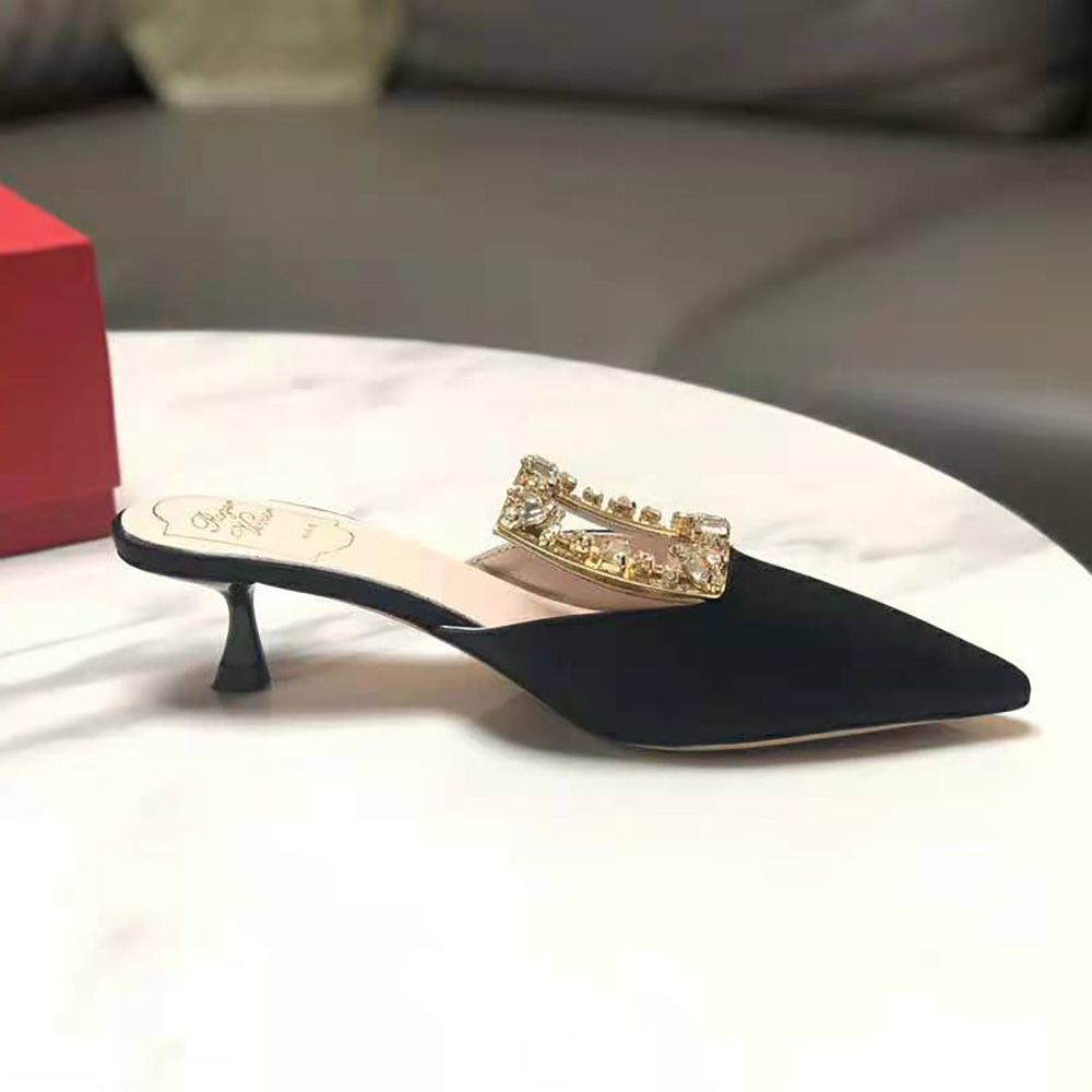 Roger Vivier Women Broche Vivier Buckle Mules in Satin 4.5 cm Heel-Black - image 7