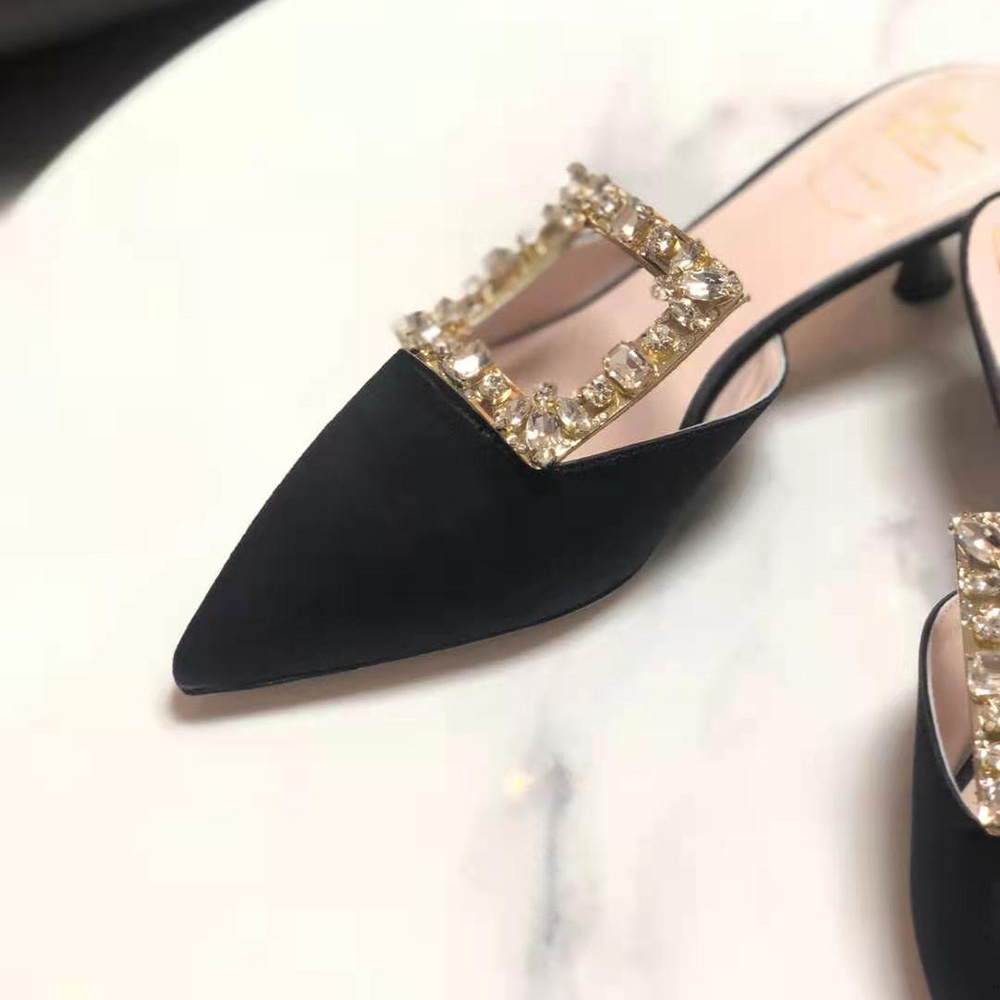 Roger Vivier Women Broche Vivier Buckle Mules in Satin 4.5 cm Heel-Black - image 8