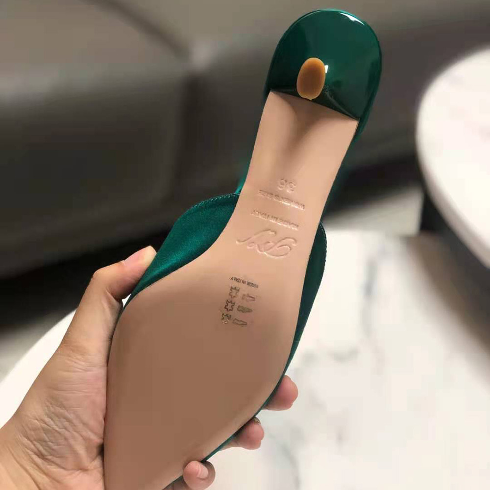 Roger Vivier Women Broche Vivier Buckle Mules in Satin 4.5 cm Heel-Green - image 10