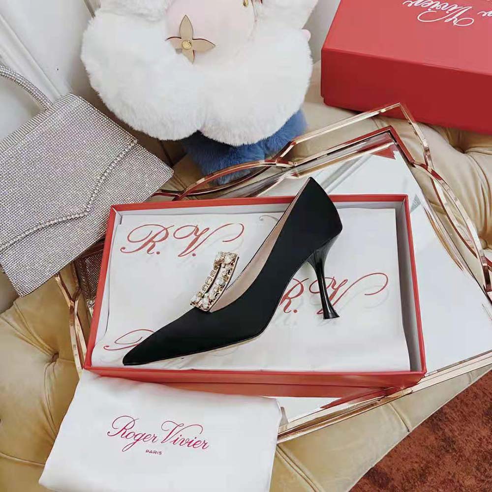 Roger Vivier Women Broche Vivier Buckle Pumps in Satin-10cm Heel - image 6