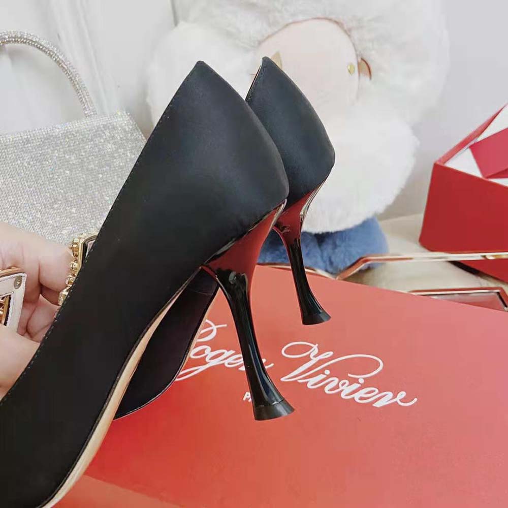 Roger Vivier Women Broche Vivier Buckle Pumps in Satin-10cm Heel - image 7