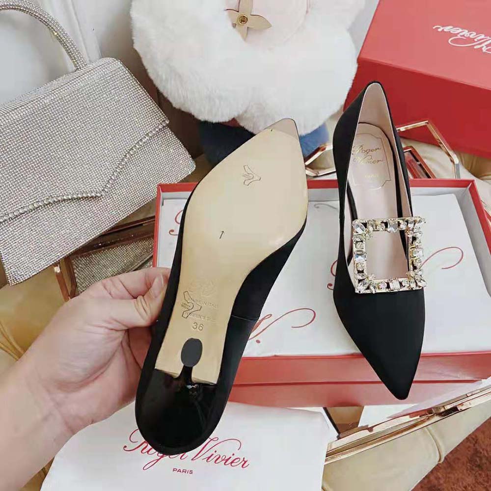 Roger Vivier Women Broche Vivier Buckle Pumps in Satin-10cm Heel - image 8