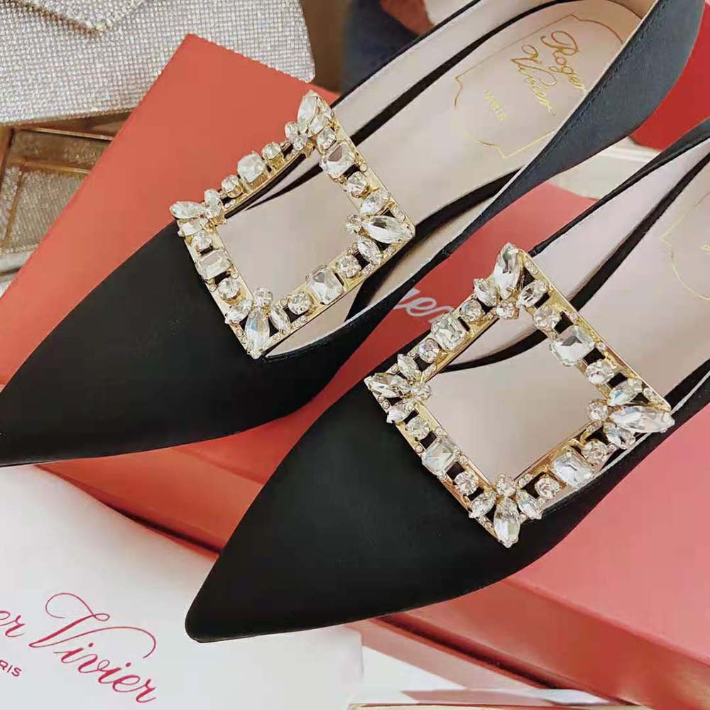 Roger Vivier Women Broche Vivier Buckle Pumps in Satin-10cm Heel - image 9