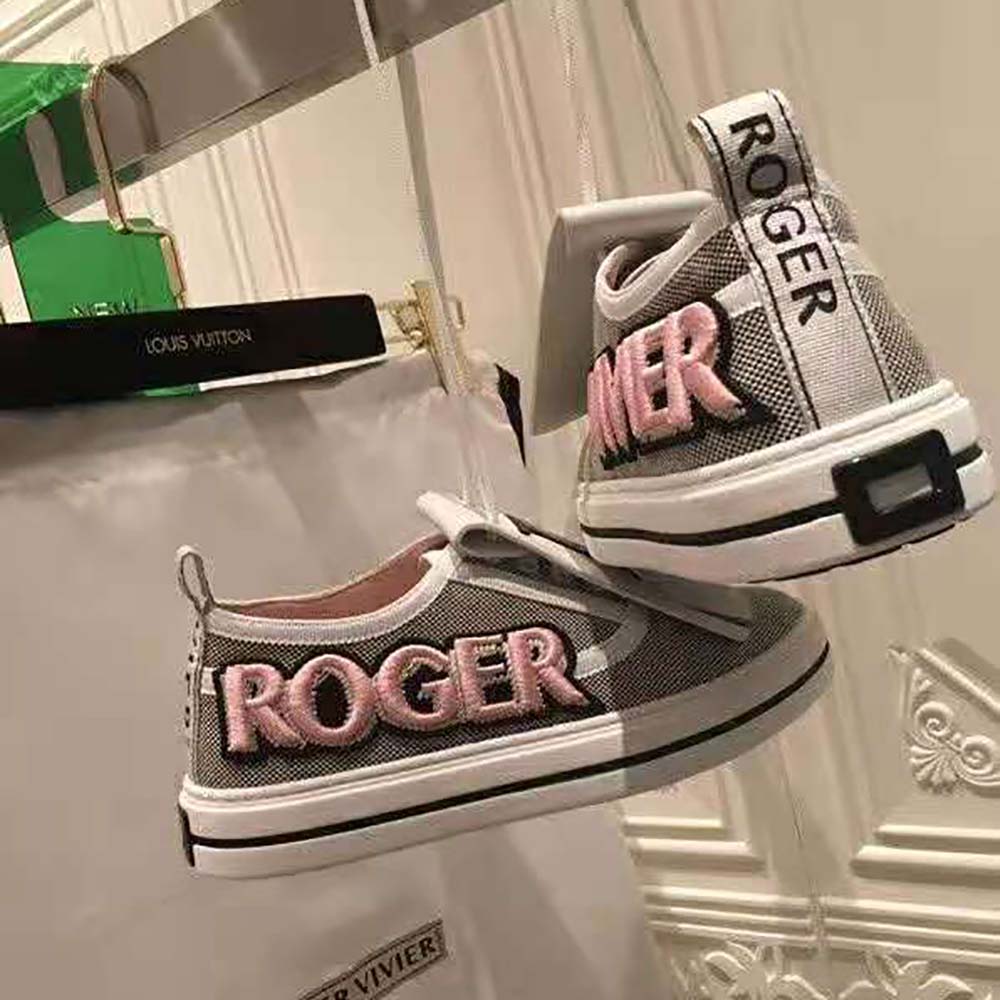 Roger Vivier Women Call Me Vivier Patch Sneakers-Silver - image 5