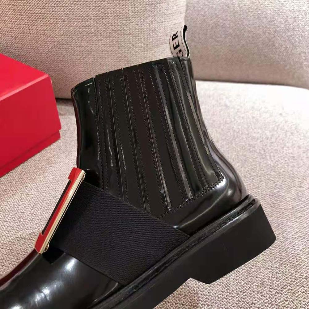 Roger Vivier Women Chelsea Viv’ Rangers Metal Buckle Ankle Boots-Black - image 6