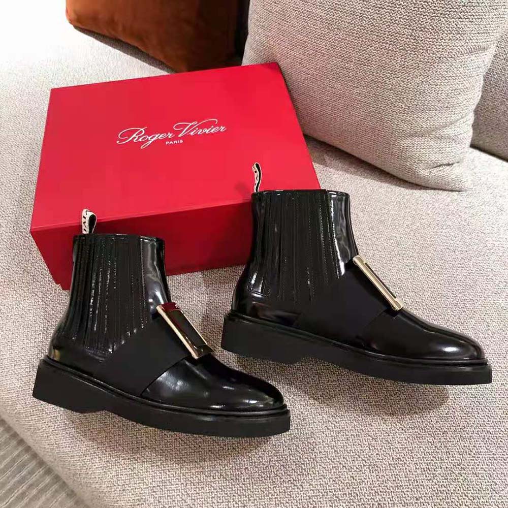 Roger Vivier Women Chelsea Viv’ Rangers Metal Buckle Ankle Boots-Black - image 8