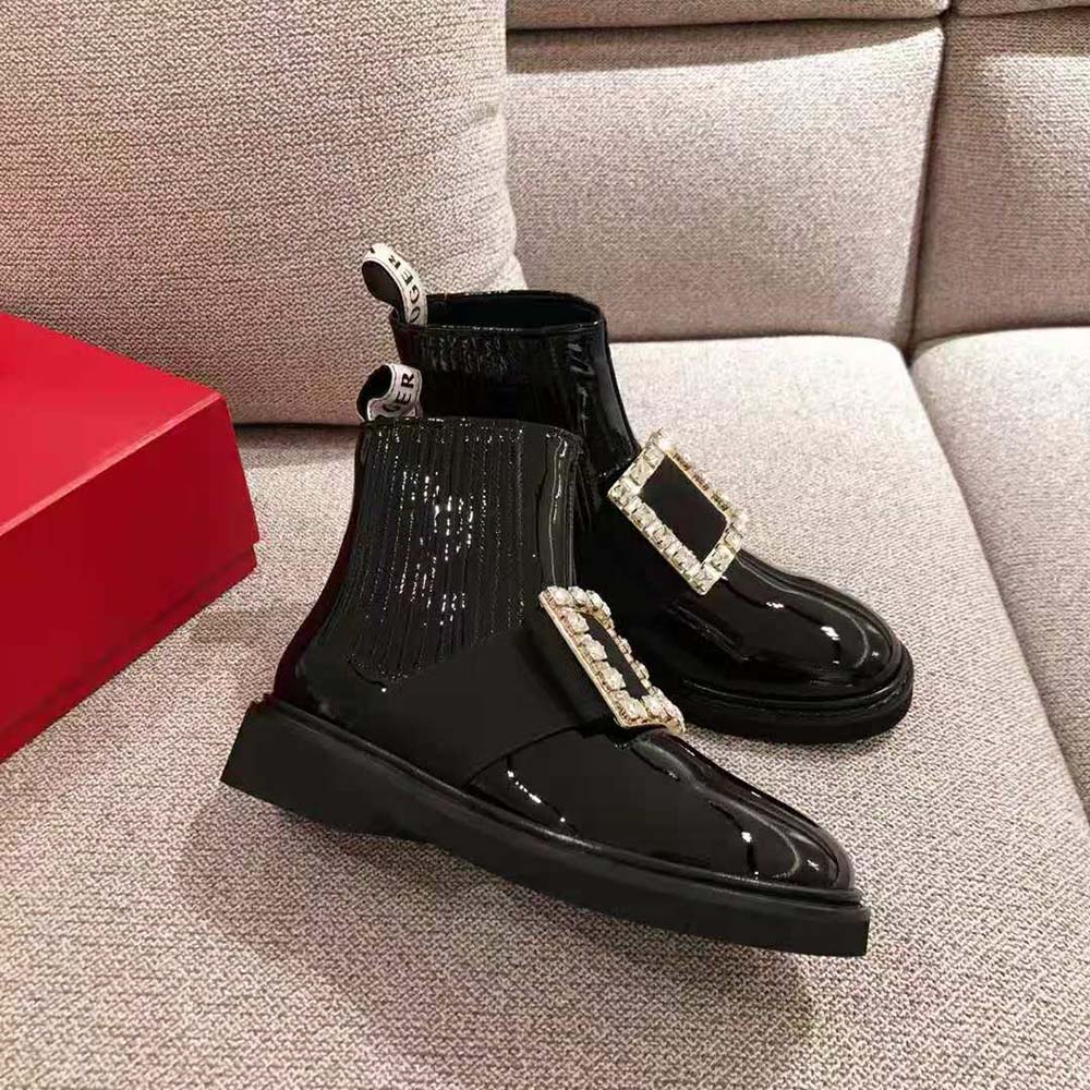 Roger Vivier Women Chelsea Viv’ Rangers Strass Buckle Ankle Boots-Black - image 4