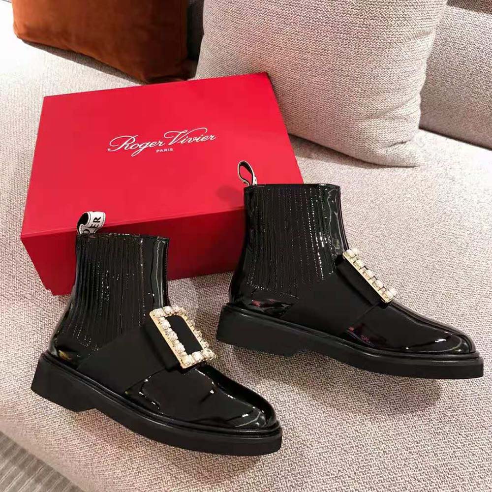 Roger Vivier Women Chelsea Viv’ Rangers Strass Buckle Ankle Boots-Black - image 8