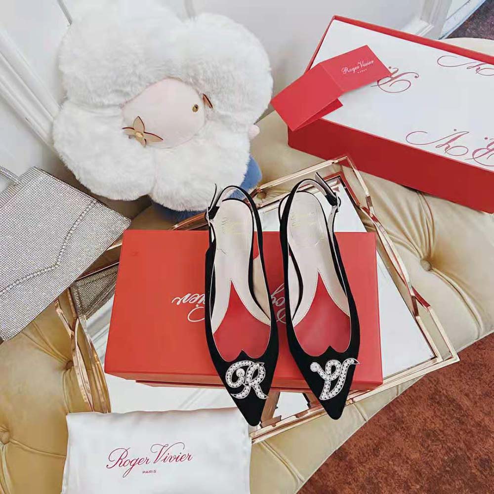 Back view showing adjustable strap of Roger Vivier Women I Love Vivier RV Jewel Slingback Pumps