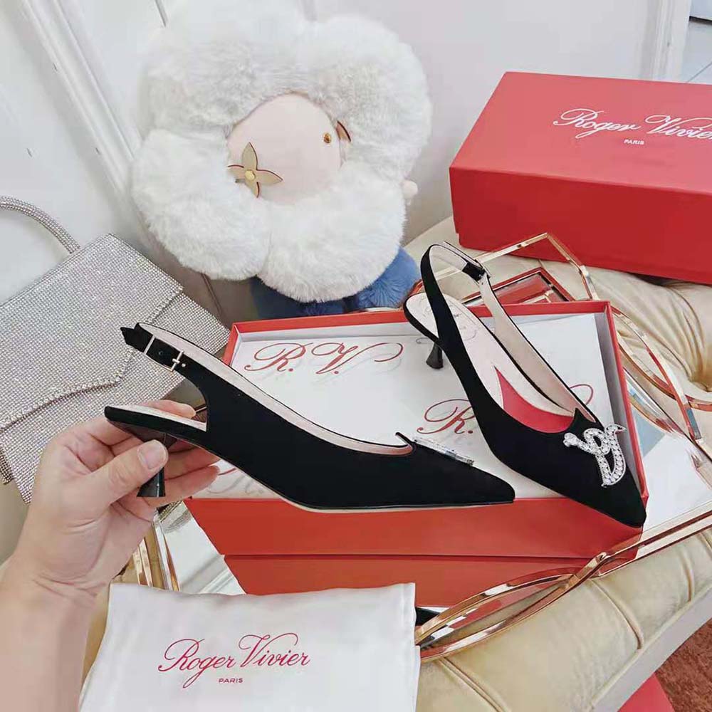 Roger Vivier Women I Love Vivier RV Jewel Slingback Pumps in Suede - image 8