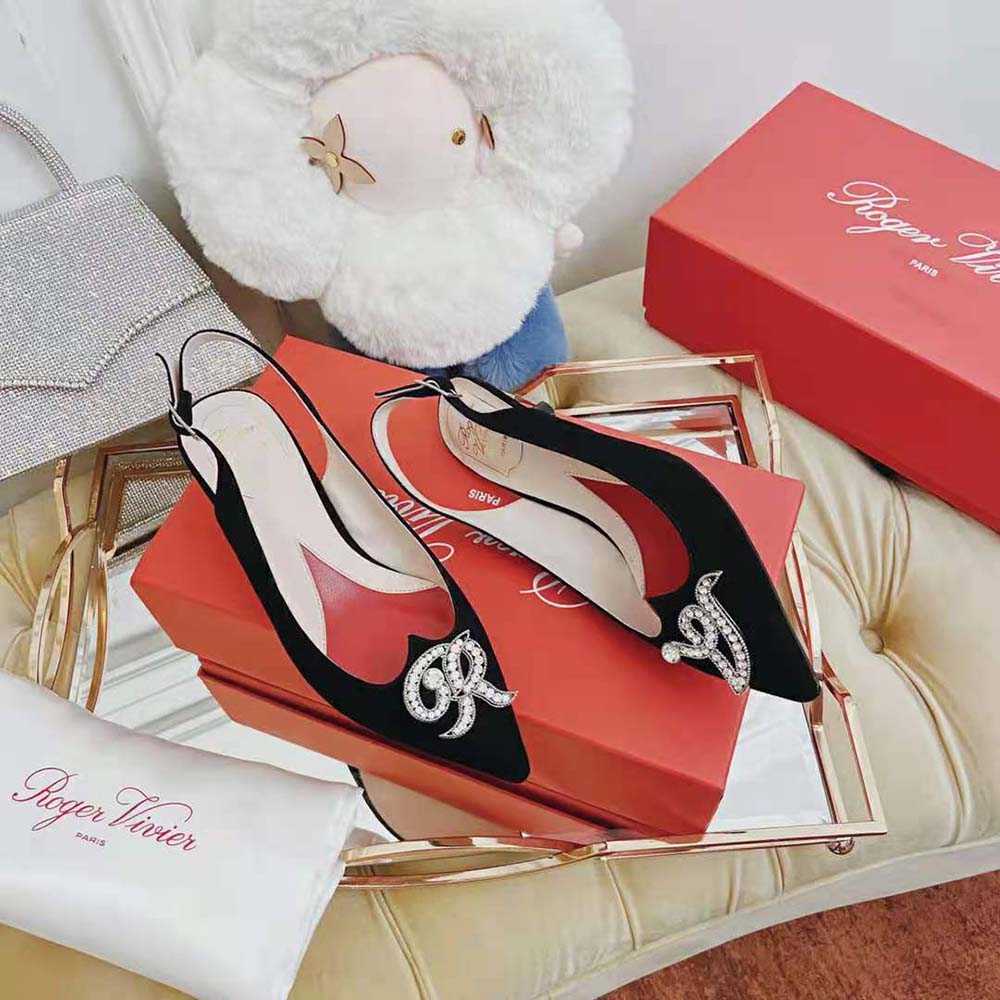 Roger Vivier Women I Love Vivier RV Jewel Slingback Pumps in Suede - image 7