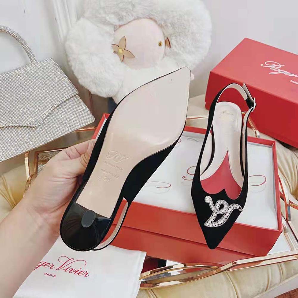 Roger Vivier Women I Love Vivier RV Jewel Slingback Pumps in Suede - image 4