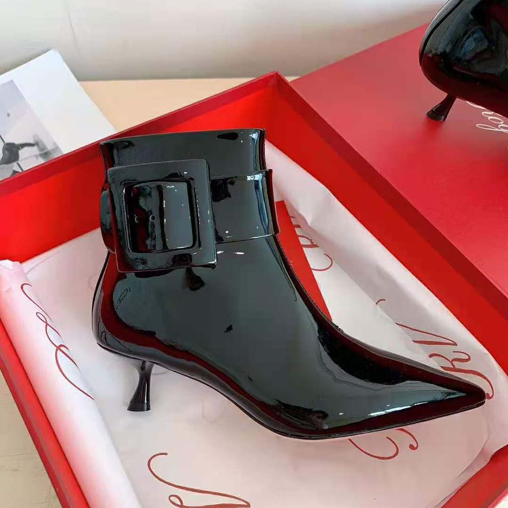 Roger Vivier Women Pointy Covered Buckle Ankle Boots in Patent Leather - image 5