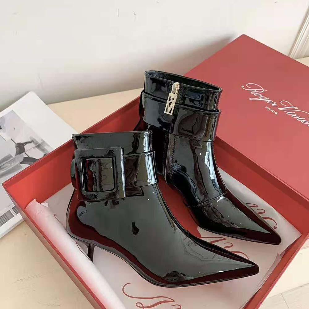 Roger Vivier Women Pointy Covered Buckle Ankle Boots in Patent Leather - image 6