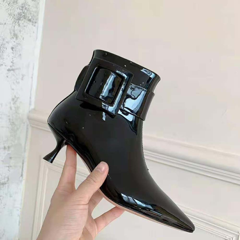 Roger Vivier Women Pointy Covered Buckle Ankle Boots in Patent Leather - image 9