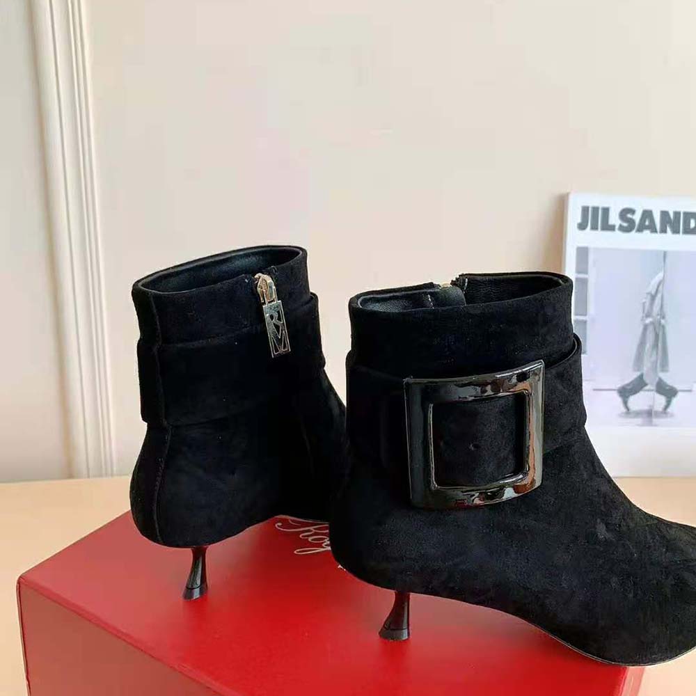 Roger Vivier Women Pointy Covered Buckle Ankle Boots in Suede - image 6