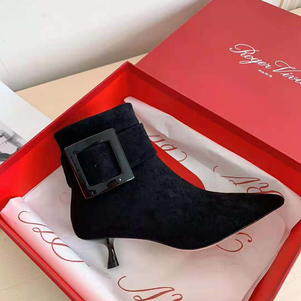 Roger Vivier Women Pointy Covered Buckle Ankle Boots in Suede - image 7