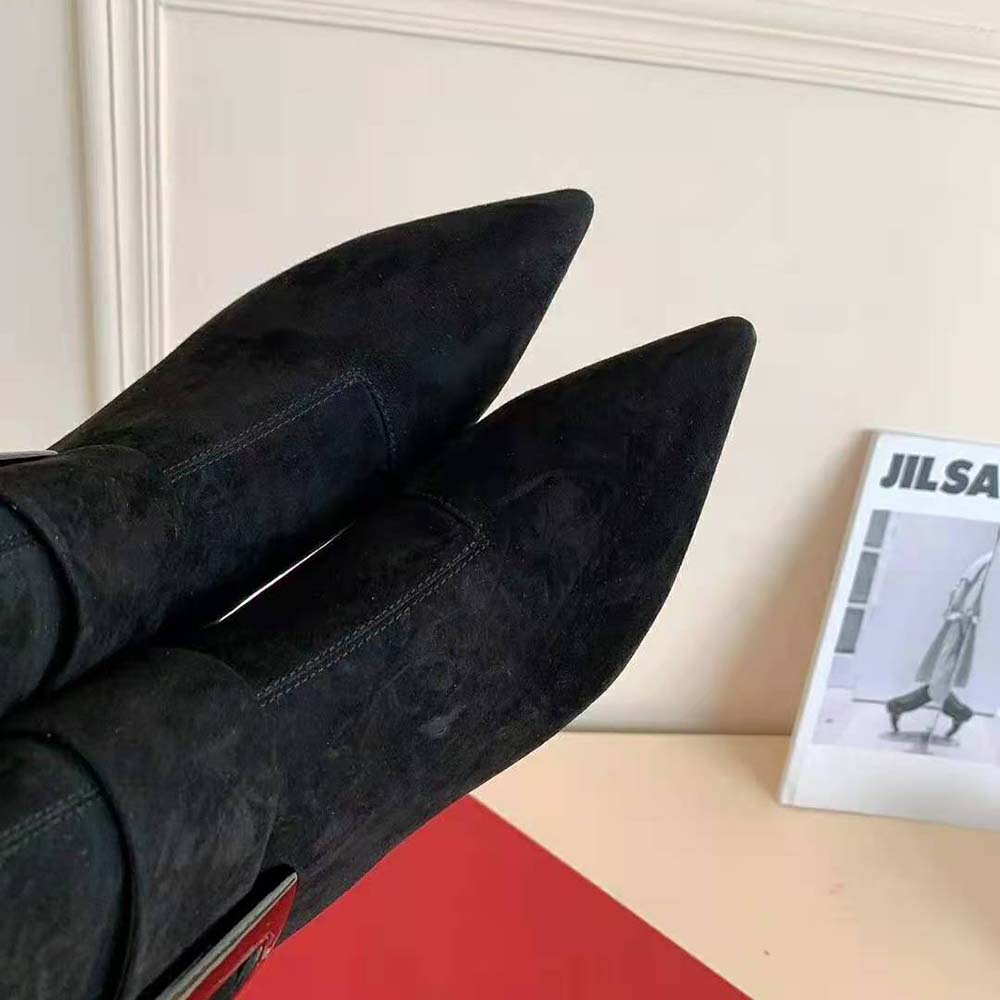 Roger Vivier Women Pointy Covered Buckle Ankle Boots in Suede - image 8