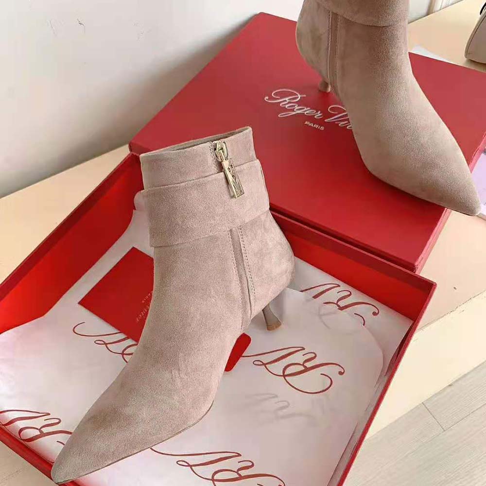 Roger Vivier Women Pointy Strass Buckle Ankle Boots in Suede - image 7