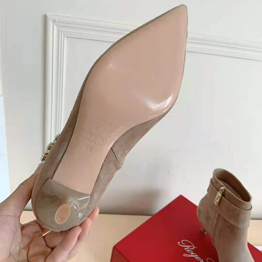 Roger Vivier Women Pointy Strass Buckle Ankle Boots in Suede - image 8