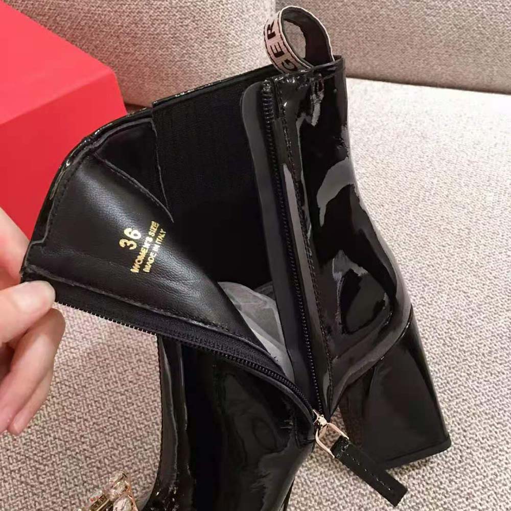 Roger Vivier Women Tres Vivier Strass Buckle Chelsea Booties in Patent Leather in 8.5cm Heel - image 6