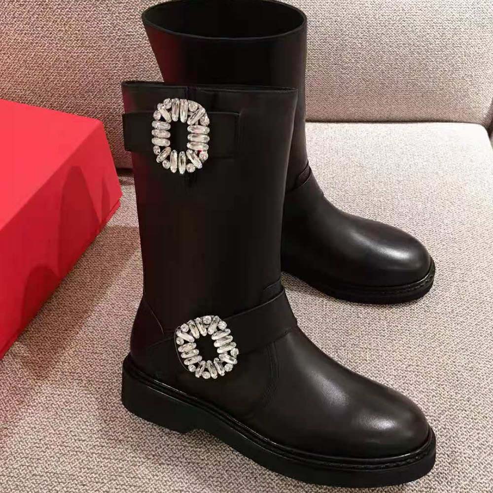 Roger Vivier Women Viv’ Biker Boots in 2.5cm Heel-Black - image 4