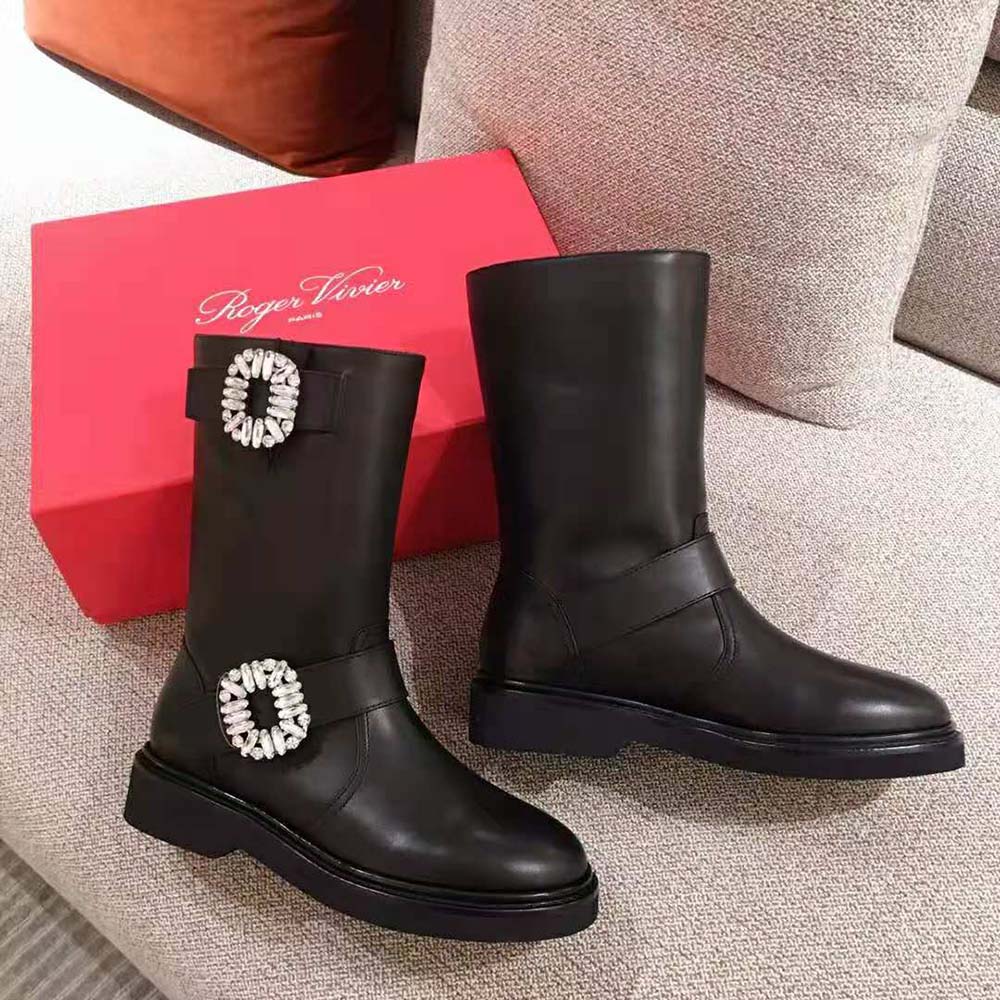 Roger Vivier Women Viv’ Biker Boots in 2.5cm Heel-Black - image 8
