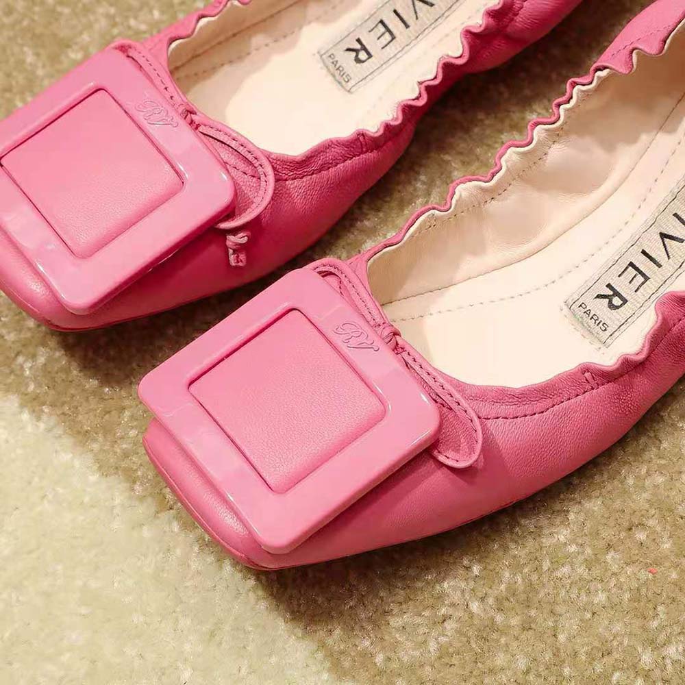 Roger Vivier Women Viv’ Pockette Lacquered Buckle Ballerinas in Nappa-Pink - image 10
