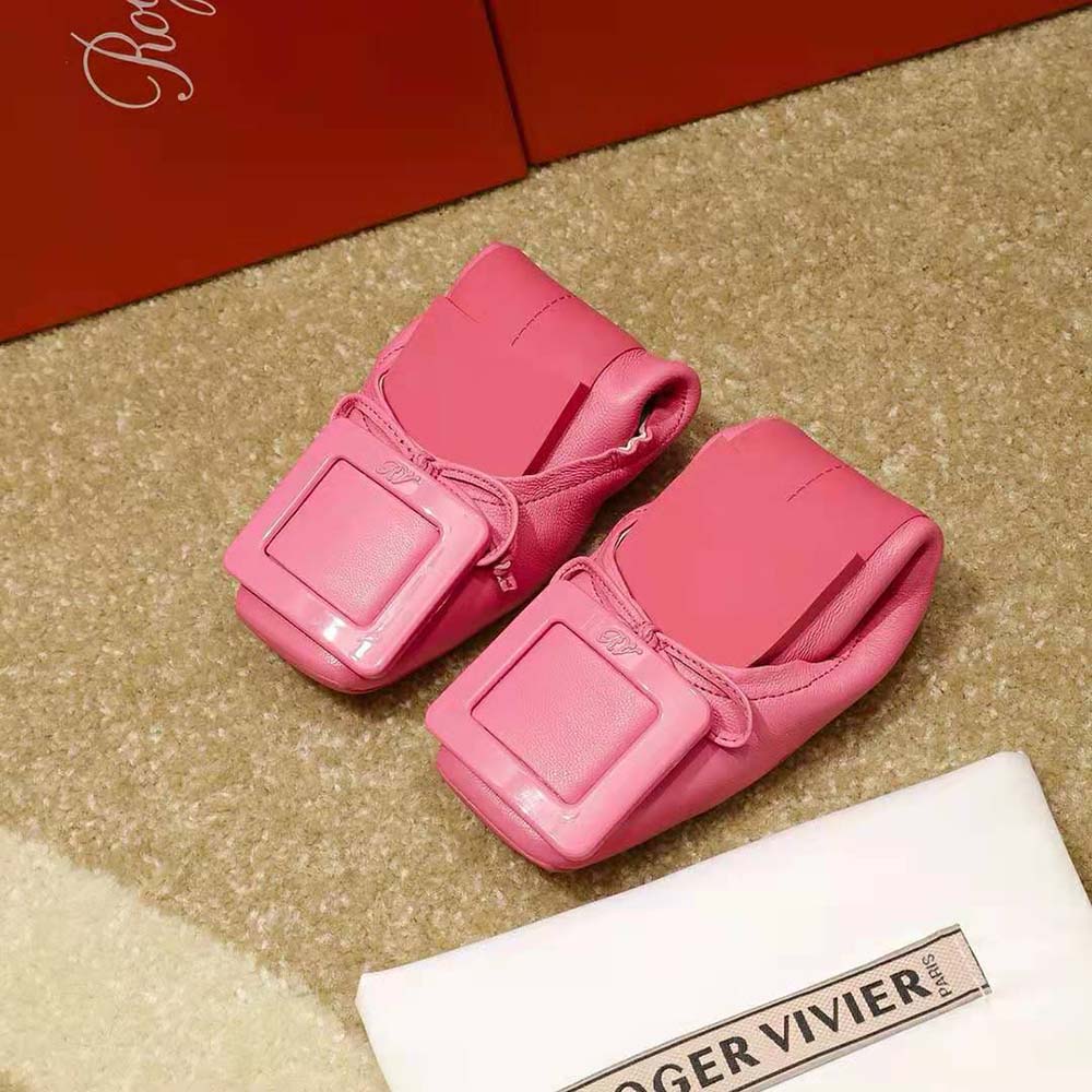 Roger Vivier Women Viv’ Pockette Lacquered Buckle Ballerinas in Nappa-Pink - image 6