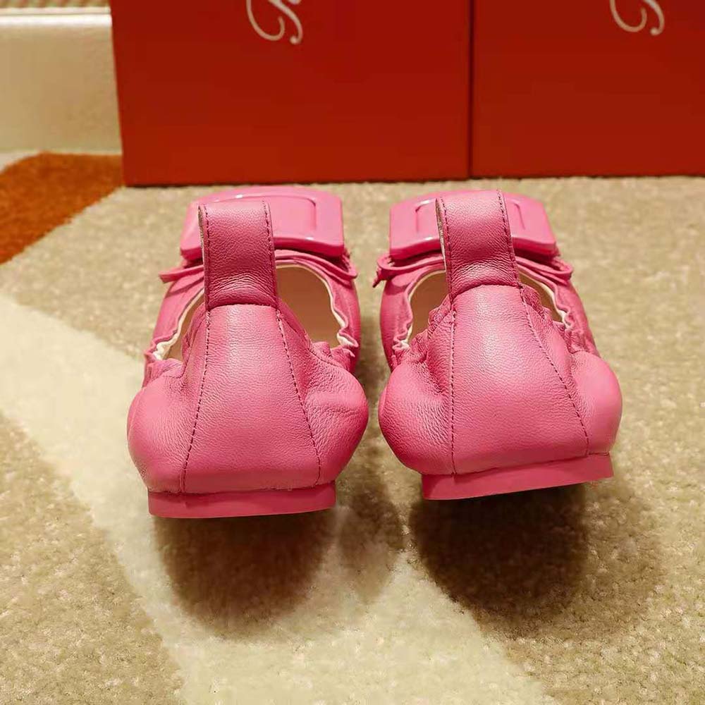 Roger Vivier Women Viv’ Pockette Lacquered Buckle Ballerinas in Nappa-Pink - image 7