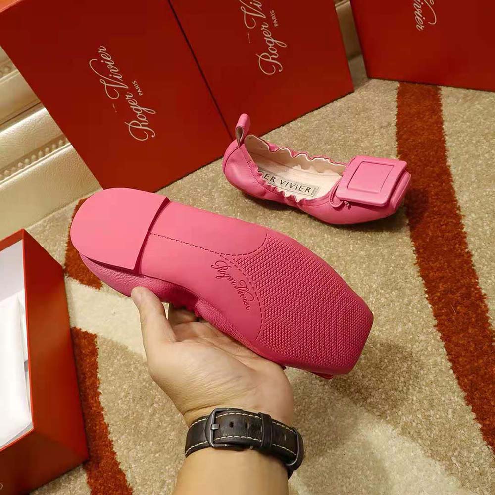 Roger Vivier Women Viv’ Pockette Lacquered Buckle Ballerinas in Nappa-Pink - image 8