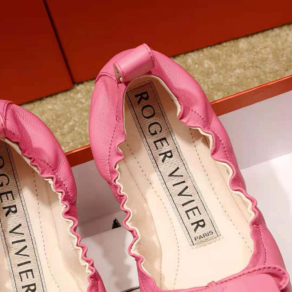 Roger Vivier Women Viv’ Pockette Lacquered Buckle Ballerinas in Nappa-Pink - image 9