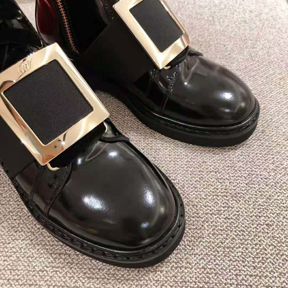 Roger Vivier Women Viv’ Rangers Metal Buckle Ankle Boots in 1.5cm Heel-Black - image 5