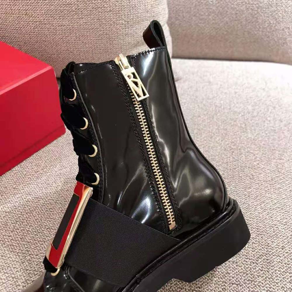 Roger Vivier Women Viv’ Rangers Metal Buckle Ankle Boots in 1.5cm Heel-Black - image 6