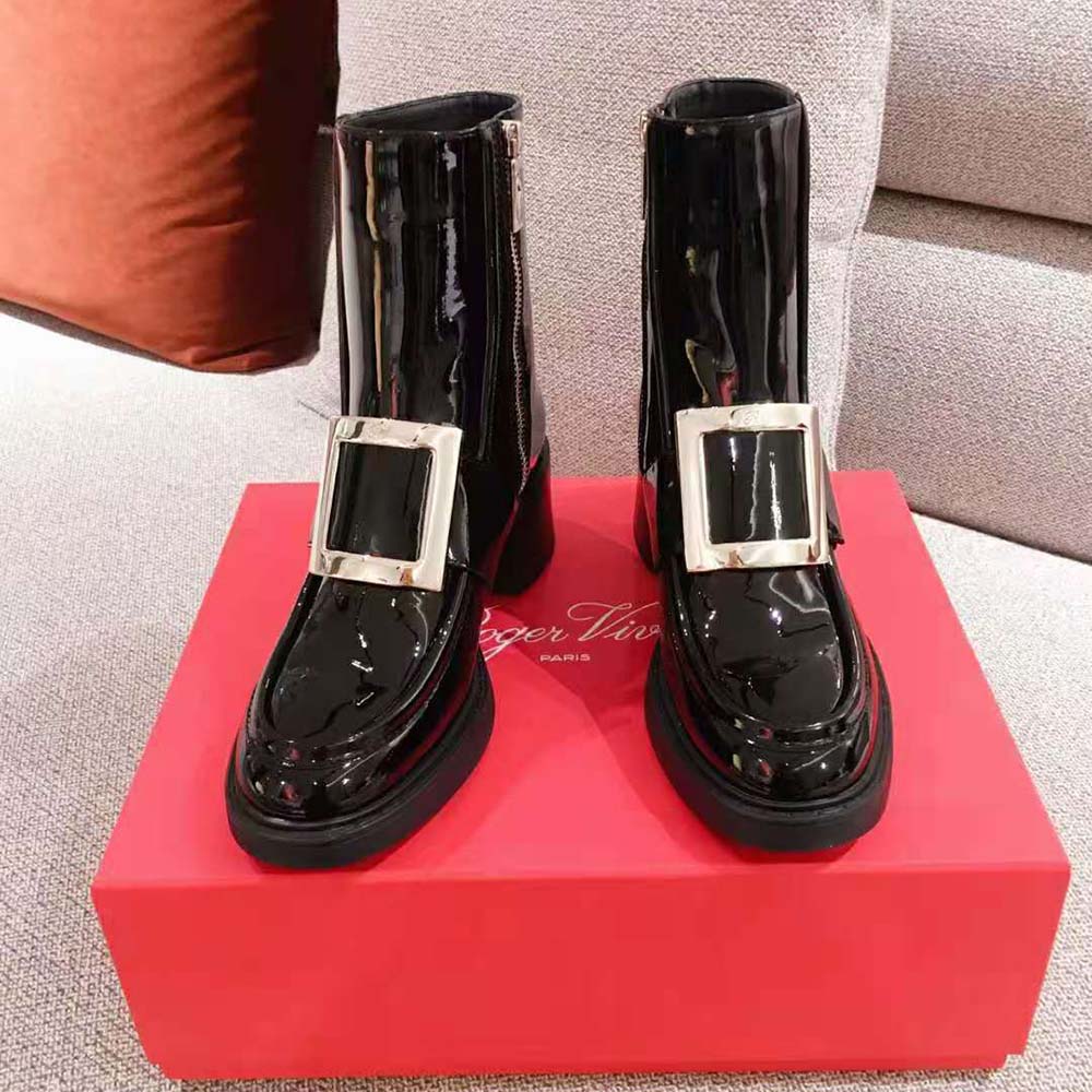 Back angle showing 6cm heel on Roger Vivier Women Viv’ Rangers boots